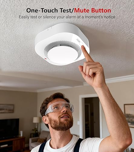 Miniatura 3 de Detector de humo, alarma de incendio alimentada por batería con indicador LED, alarma de humo portátil para seguridad en el hogar, cocina,