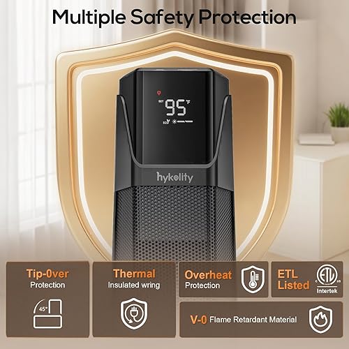 Miniatura 3 de Hykolity Calentador de espacio para habitación grande, calentadores eléctricos de 30 pulgadas para uso en interiores con termostato y control