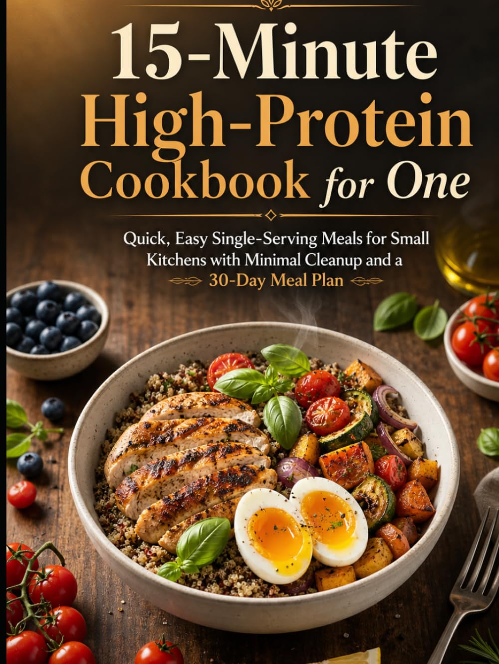 15-Minute High-Protein Cookbook for One: Quick, Easy Single-Serving Meals for Small Kitchens with Minimal Cleanup and a 30-Day Meal Plan