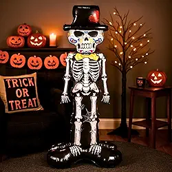 Balão Halloween Foil Gigante 3D e Cartelado (Esqueleto com Chapéu)