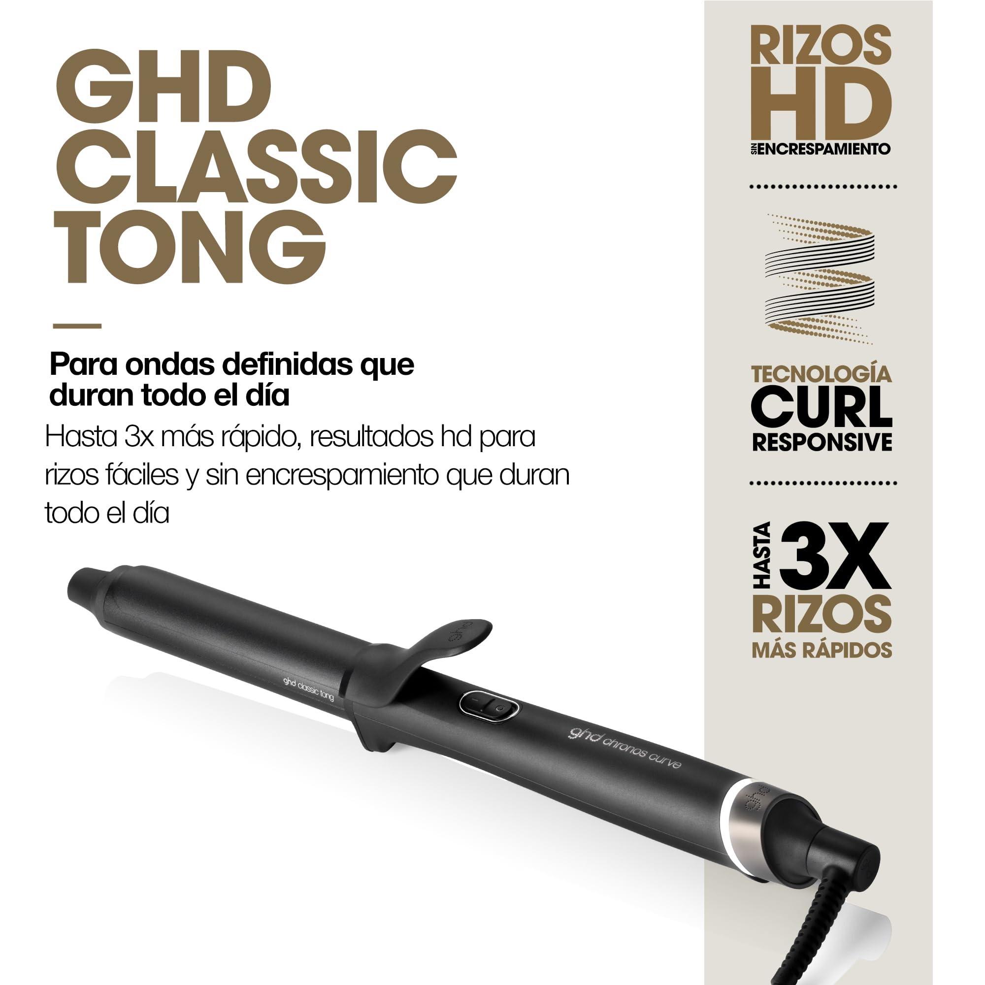 ghd Chronos Curve Classic Tong Tenacilla Profesional para ondas definidas de larga duración - Enchufe Europeo