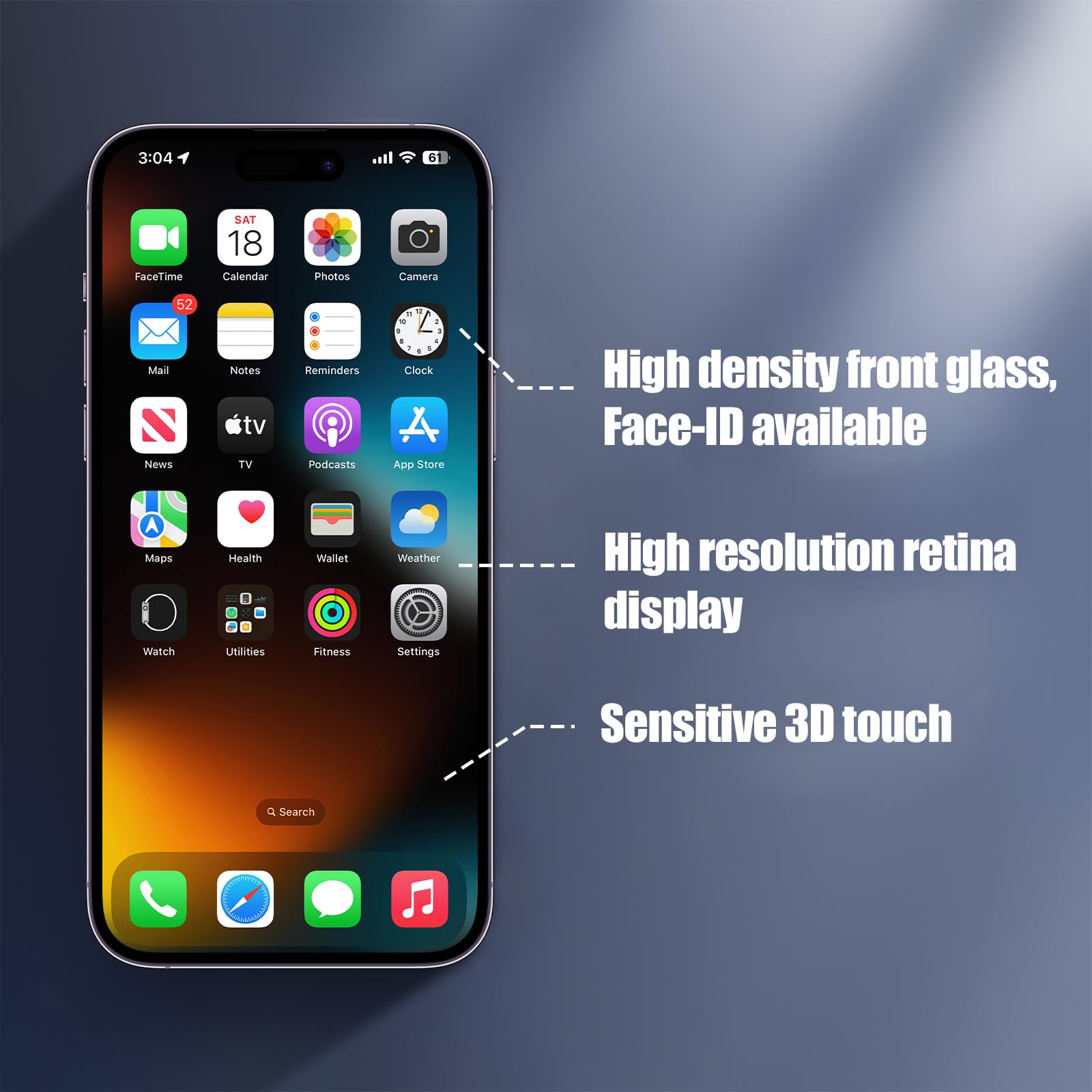 pour iPhone 14 Pro Remplacement de l'écran LCD 6,1 Pouces Assemblage du numériseur de l'écran Écran Tactile,avec Outil de réparation de l'assemblage du Cadre