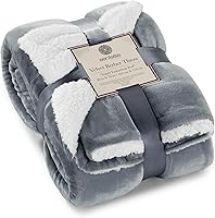 Vista 15 de Genteele Manta de Tiro Sherpa Súper Suave Reversible Ultra Lujosa de Felpa, 40 x 50 pulgadas, Negro/Gris