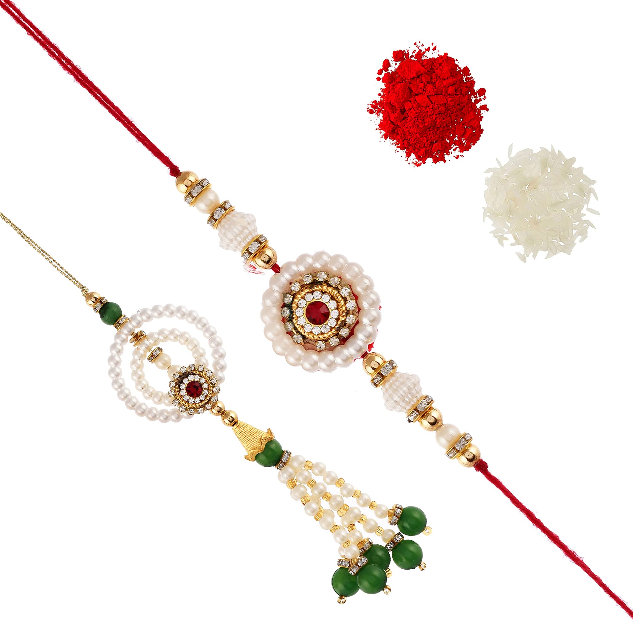 perpetual Bhaiya Bhabhi Rakhi Set of 2 – Handmade Kundan Couple Rakhi Set Of 2,Lumba Rakhi for Bhabhi With Roli Chawal (B09B4BDM1K) Amazon Price History, Amazon Price Tracker