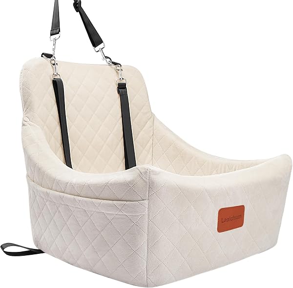 Lealchum Dog Car Seat for Medium Dogs - Easy to Install With Adjustable Straps, Anti-Slip Bottom, Fully Detachable and W