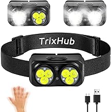 Headlamp Flashlight, Motion Sensor LED Headlamp Rechargeable, High Lumens Super Bright Camping Essentials, 6 Mode Waterproof Head Light Flashlight for Emergencies, Hiking, Running, Repairing