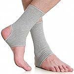 NeoTech Care Ankle Support Sleeve - Open Heel, Light, Elastic & Breathable Knitted Fabric - Medium Compression - For Men, Women, Kids - Right or Left Foot (Gray Color, Size M, 1 Pair)