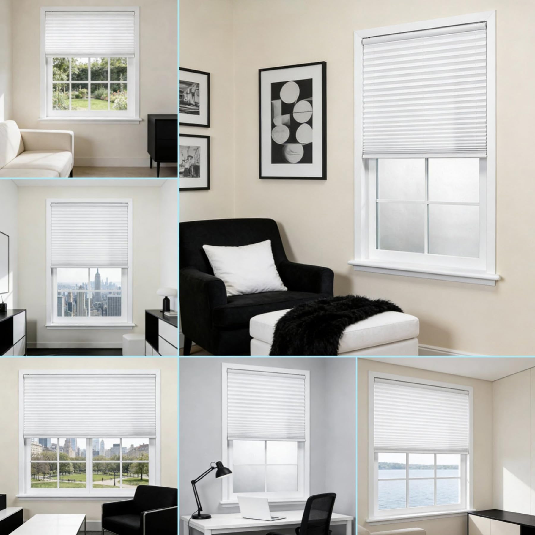 Store Plissé 50 x 150 cm Contre Le Soleil, Réglable Haut Bas, Protection de Privée, Ouverture à Double Sens Stores Temporaires pour Cuisine, Chambre, Coucher, Salon, Blanc