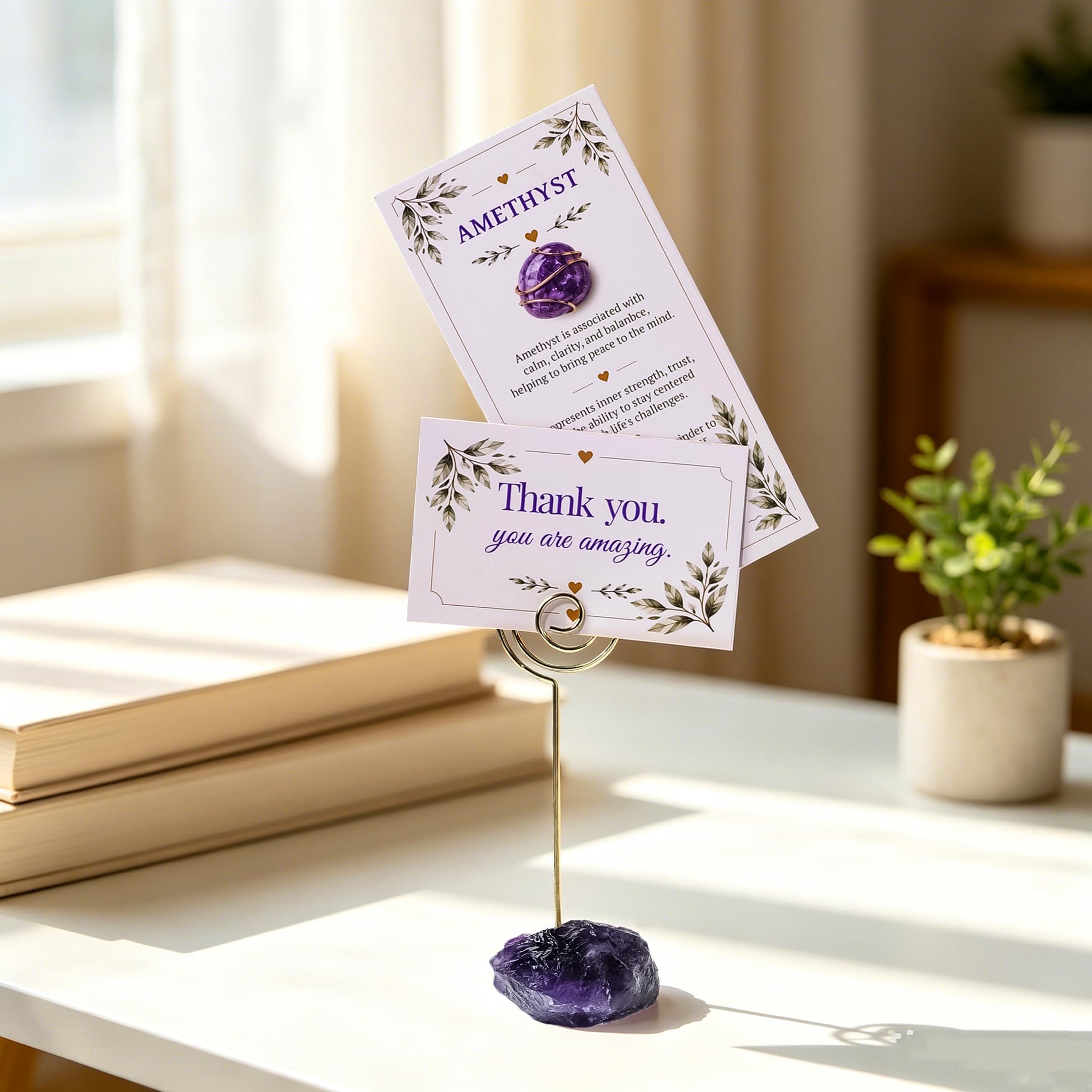 Mitarbeiter-Wertschätzungsgeschenk für Kollegen, Dankeschön-Geschenk, Teamanerkennungsgeschenk, Naturstein-Memohalter mit Bedeutungskarte, Kartenhalter, Bürotischdekoration (12)