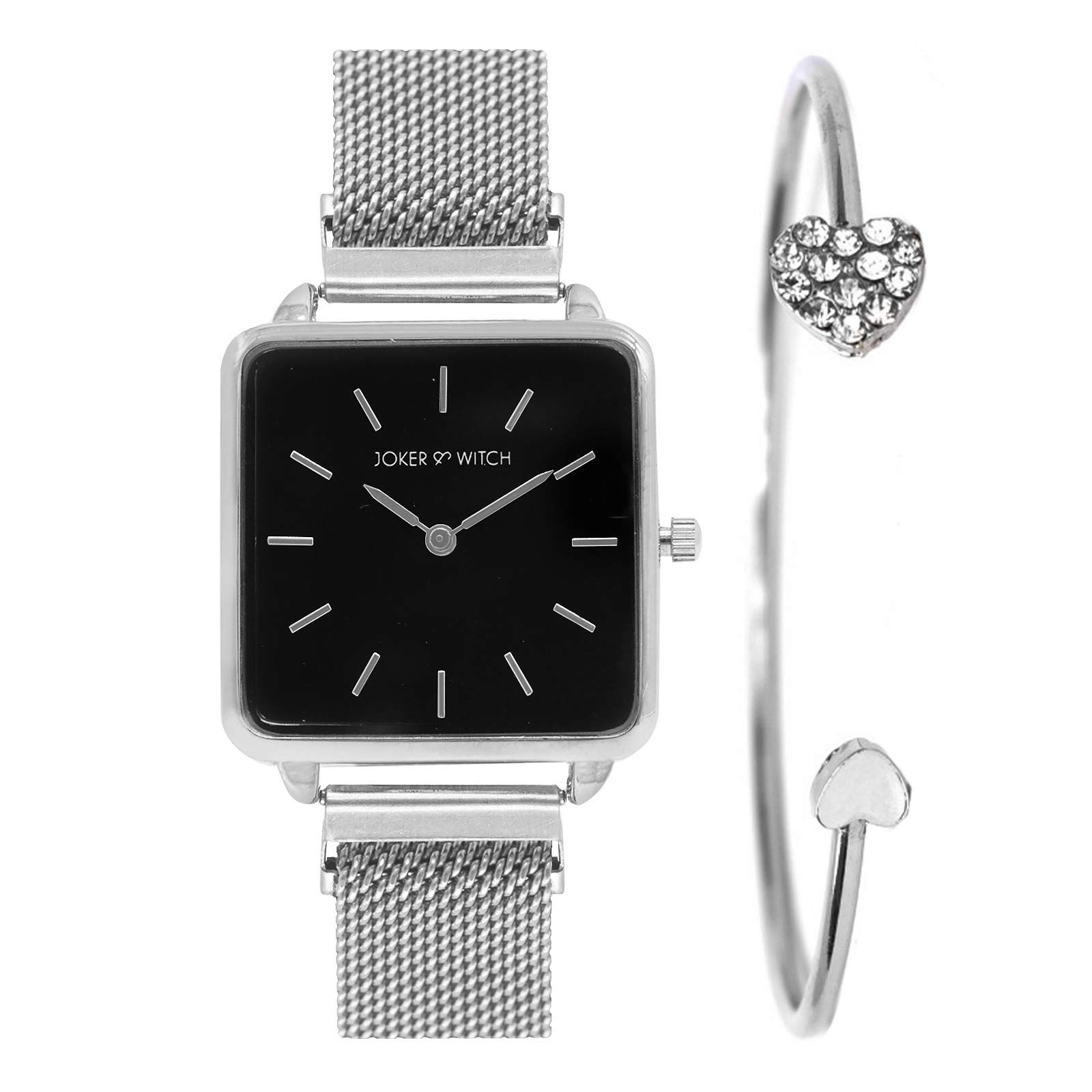 Joker & Witch Stainless Steel Unity Silver Magnetic Analogue Watch Bracelet Gift Set For Women, Black Dial, Silver Band (B08B3XDLVM) Amazon Price History, Amazon Price Tracker