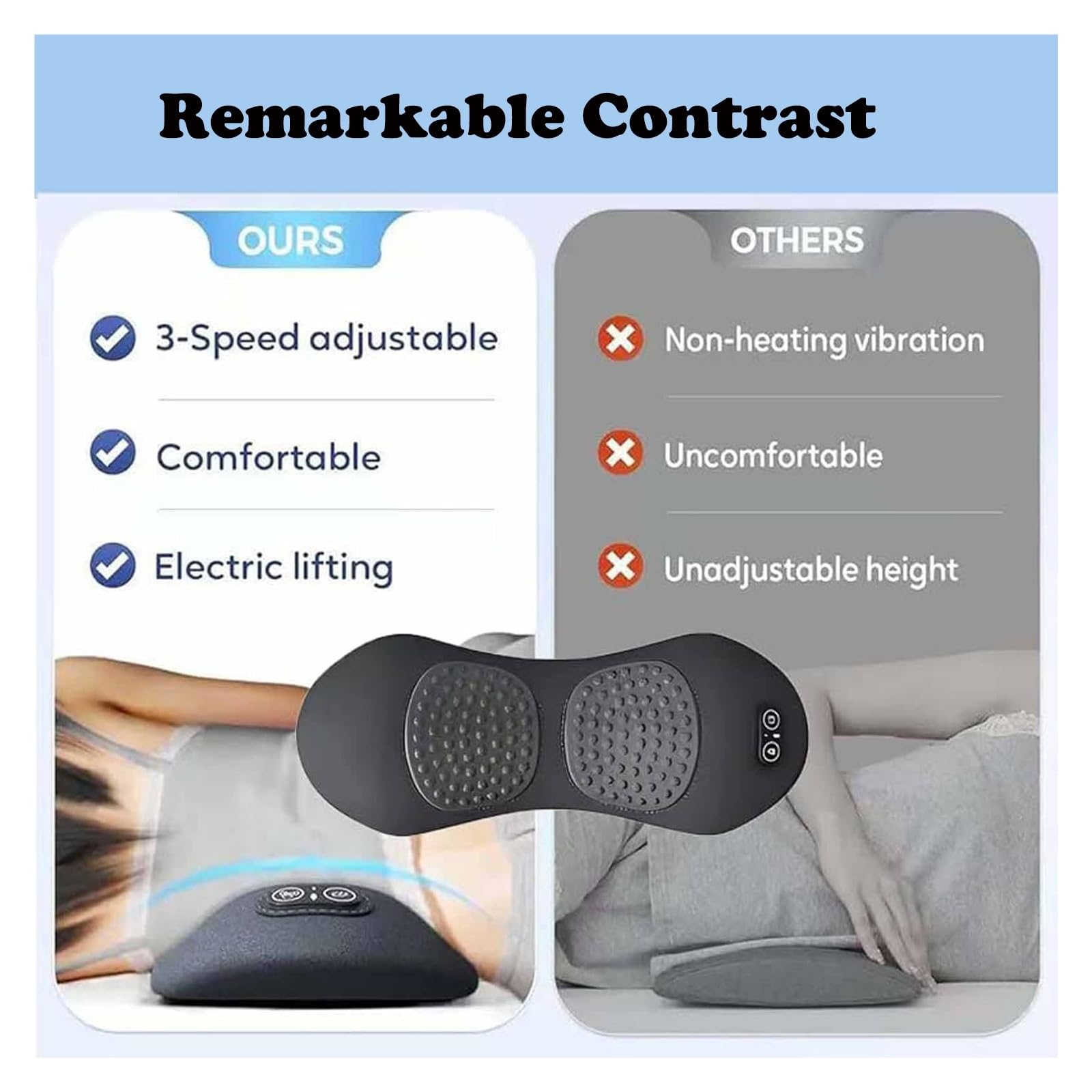 Triple Fusion Rückenmassagegerät for Stuhl Und Bett, 3-In-1-heiz- Und Vibrationsmassagegerät for Ischias, Traktionsgerät Zur Linderung von Schmerzen Im Unteren Rücken(Black)