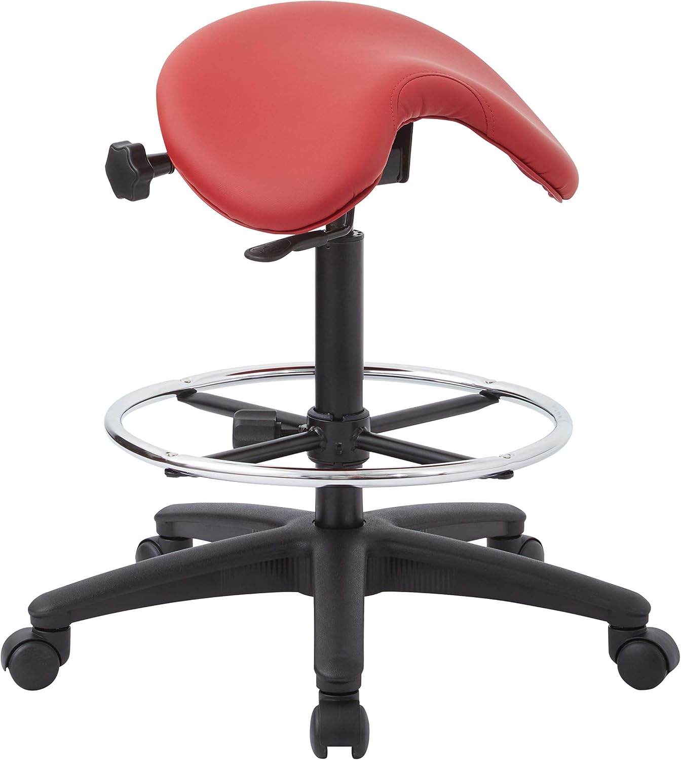 Office Star Drafting Backless Stool with Saddle Seat, Foot Ring, Adjustable Seat