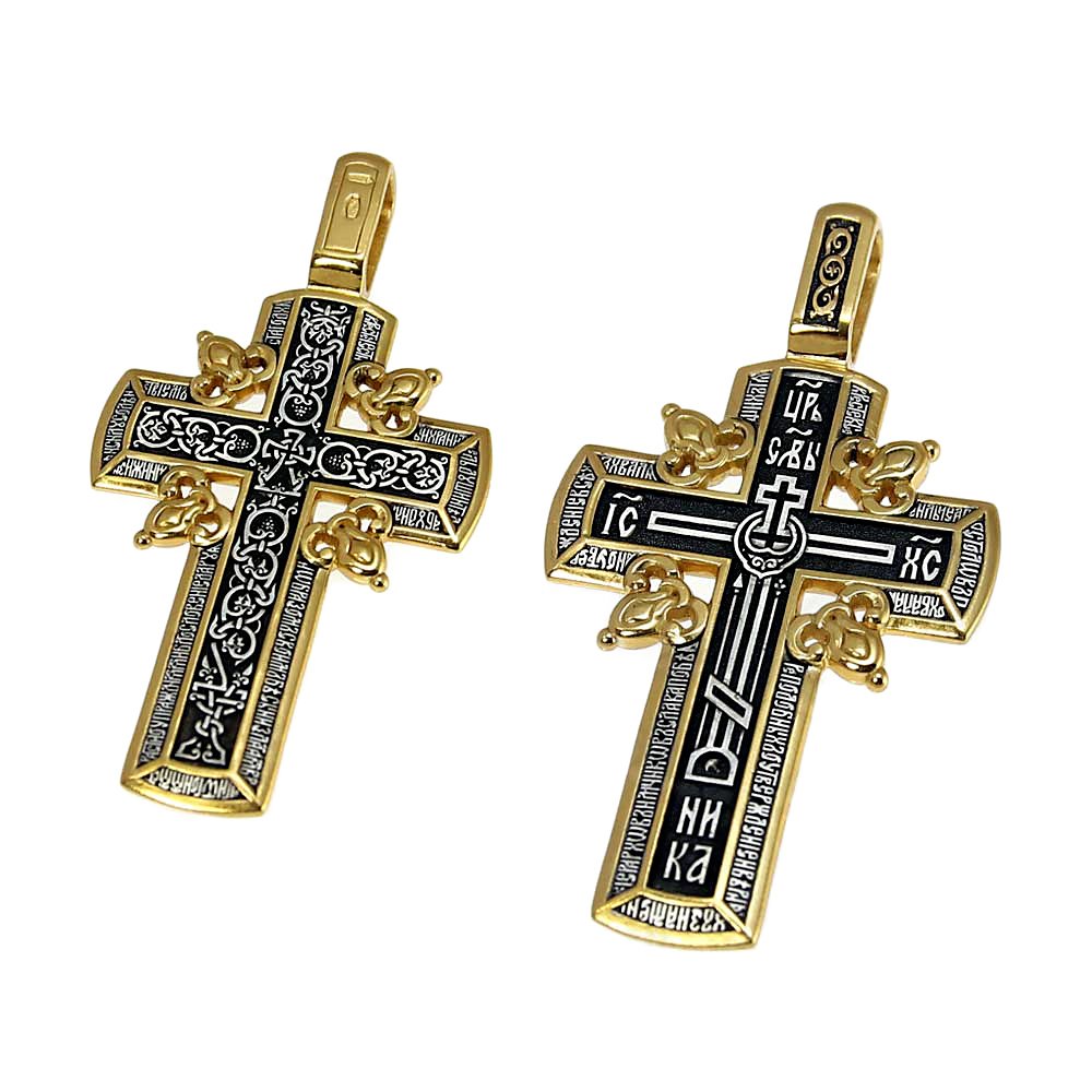 NKlaus pozłacany srebrny krzyż krzyżowy 925 Sterling wisiorek prawosławny rosyjski 2470 chrzest