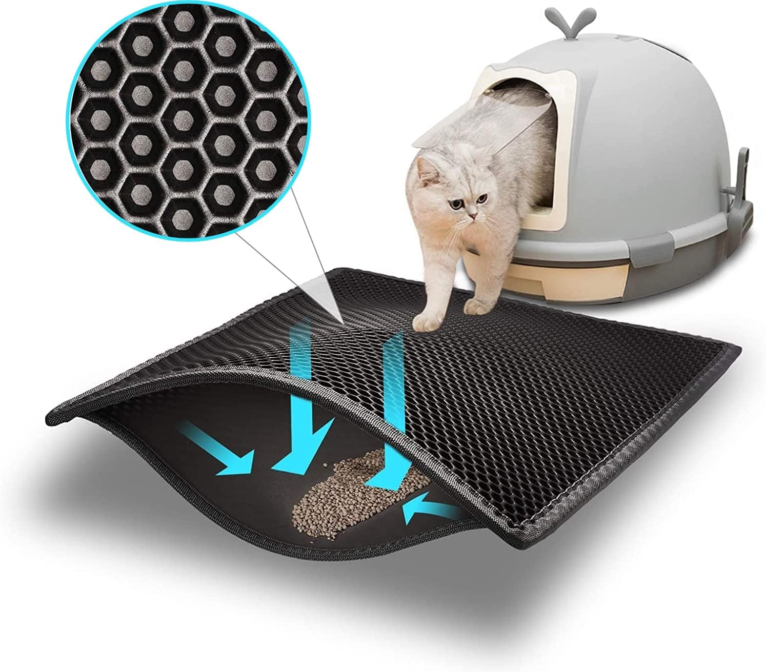 Petlinks PurrFECT Paws Multipurpose Cat Litter Mat Gray, Medium