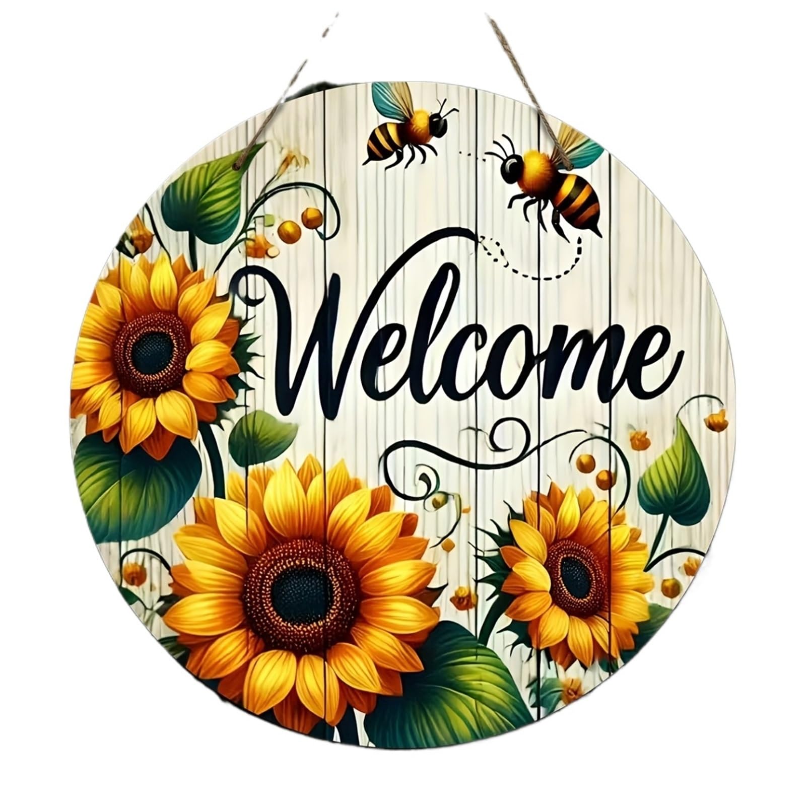 Wooden Welcome Sign Spring Sunflower Welcome Sign - Rustic Wooden Hanging Decor, Ideal For Home Porch Or Front Door for home(30x30)
