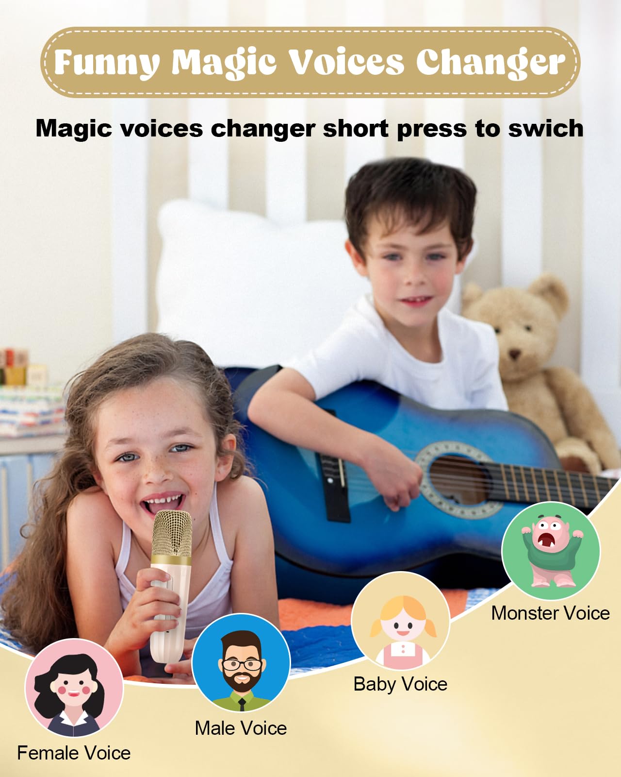 Mini máquina de karaoke con 2 micrófonos inalámbricos, juguetes para niños, altavoz Bluetooth portátil para niños y adultos, juguetes de Navidad para niñas de 4, 5, 6, 7, 8, 9, 10, 12 años, 5