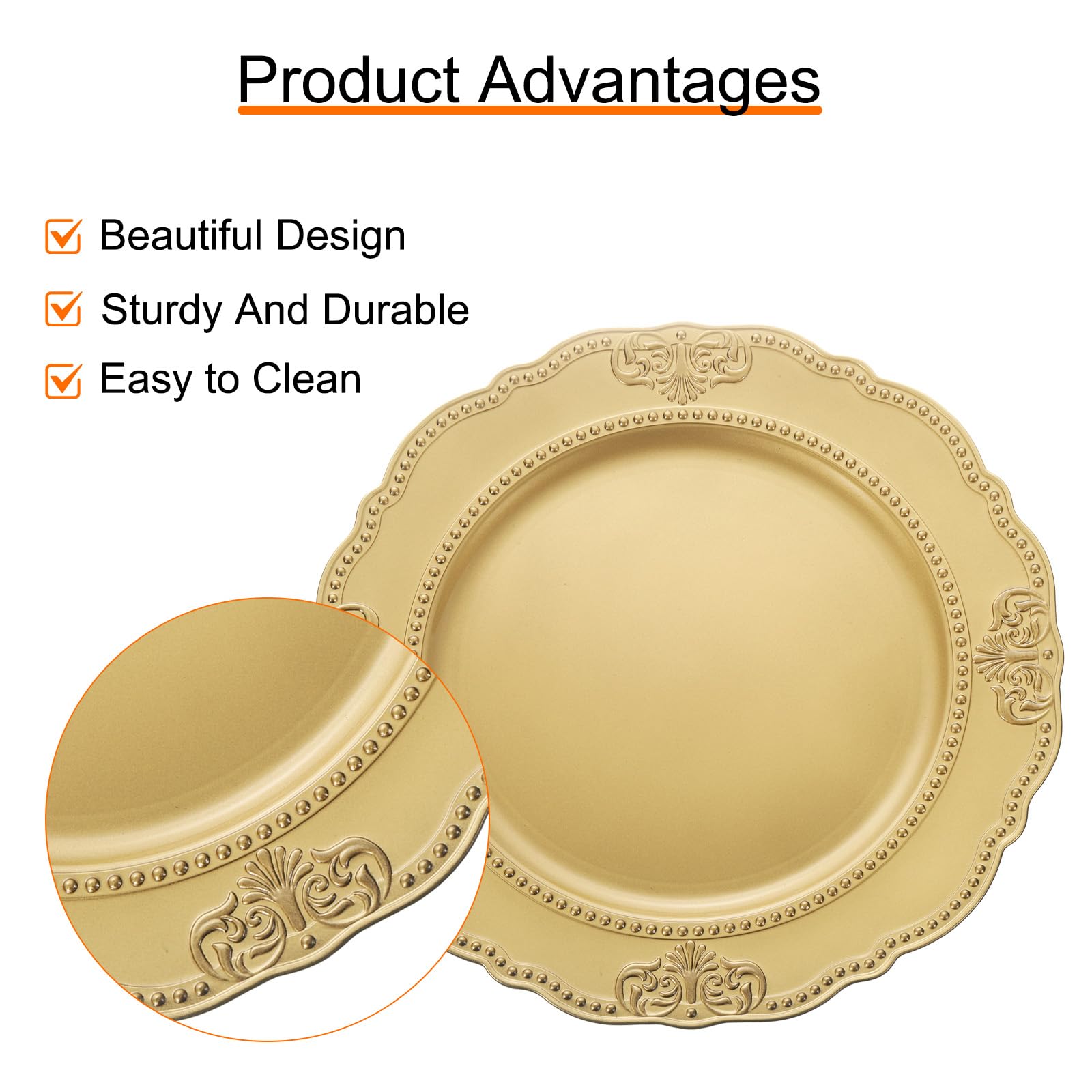 uxcell Lot de 6 assiettes rondes en plastique de 33 cm pour table de mariage, fête, événement, décoration de table