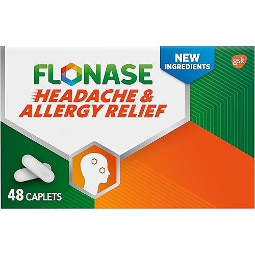 Flonase Headache and Allergy Relief Caplets with Acetaminophen 650mg, Chlorpheniramine Maleate 4mg and Phenylephrine HCl 10mg Per 2 Caplet Dose, Powerful Multi-Symptom and Congestion Relief – 48 ct