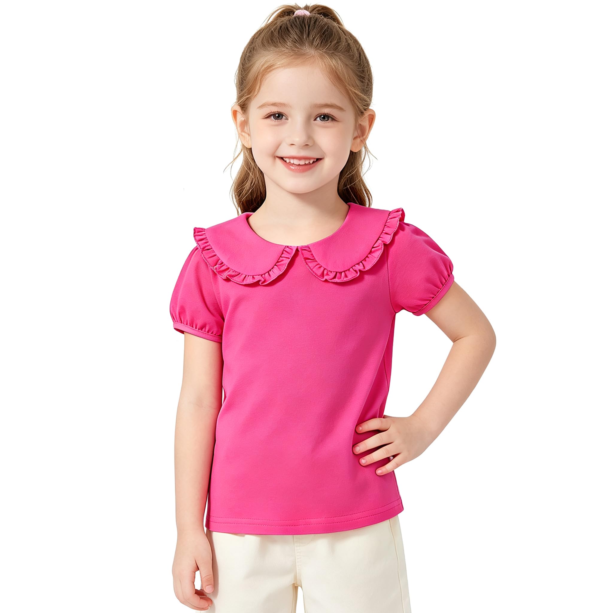 Magic Park 1-14Y Toddler Peter Pan Collar T-Shirt Girl Cotton Blouse