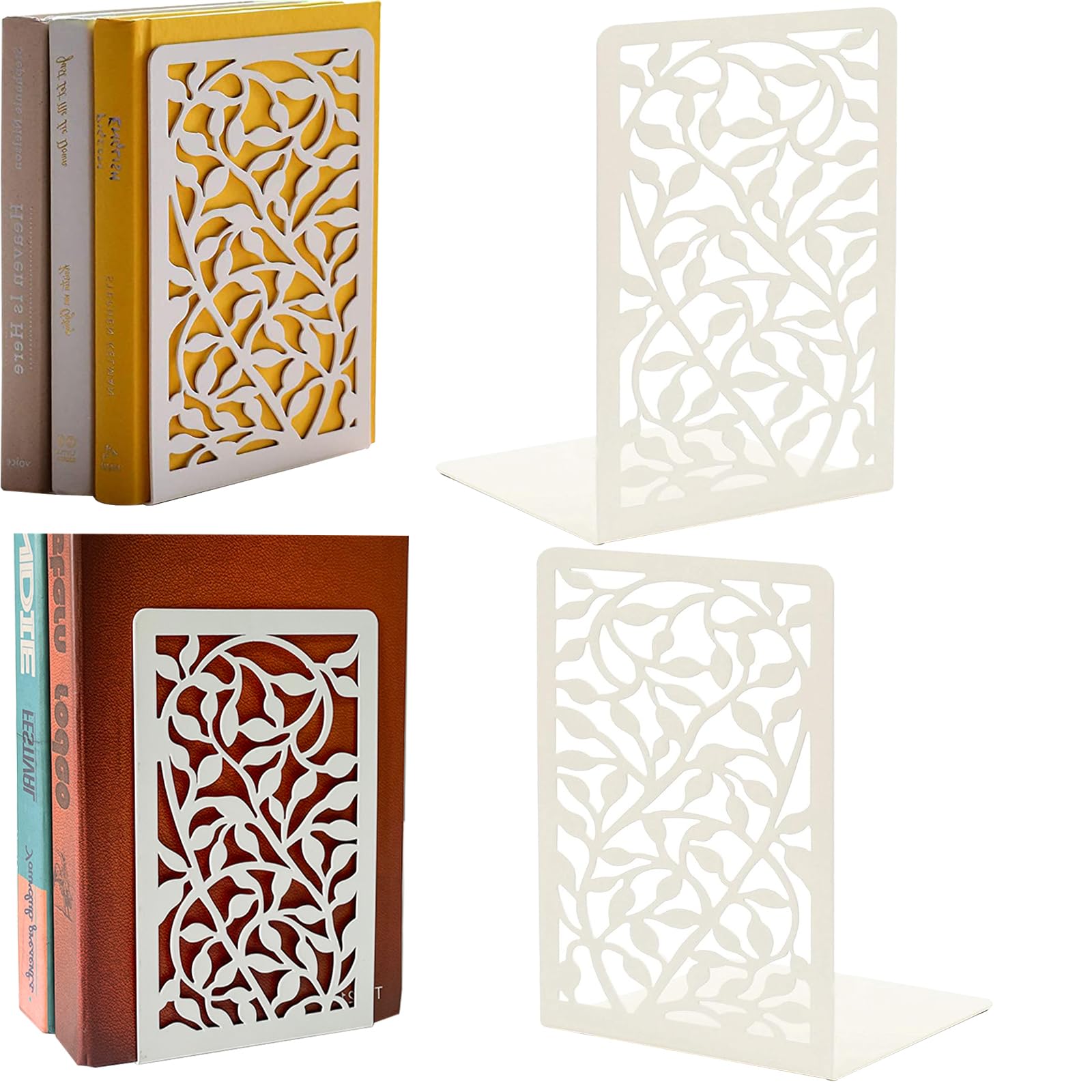 "Decoration Bookends, Bookends Metal Bookshelf for Home, Office, Children, Schools, (2 Pairs/4 Pieces)" — image 1