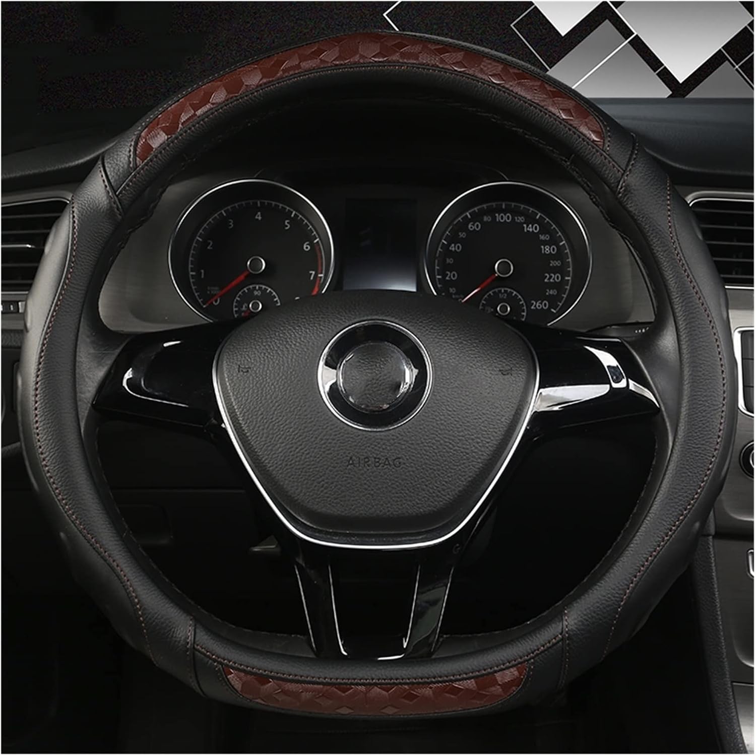 TITIZA Car Steering Wheel Cover Set Car Steering Wheel Cover D Type Diamond-Shaped Leather Fashionable and Beautiful Car Interior (Color : 5#)