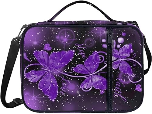 Miniatura 2 de Fundas para la Biblia para mujeres con mariposa morada, bolsa de Biblia de iglesia con asa, funda de Biblia