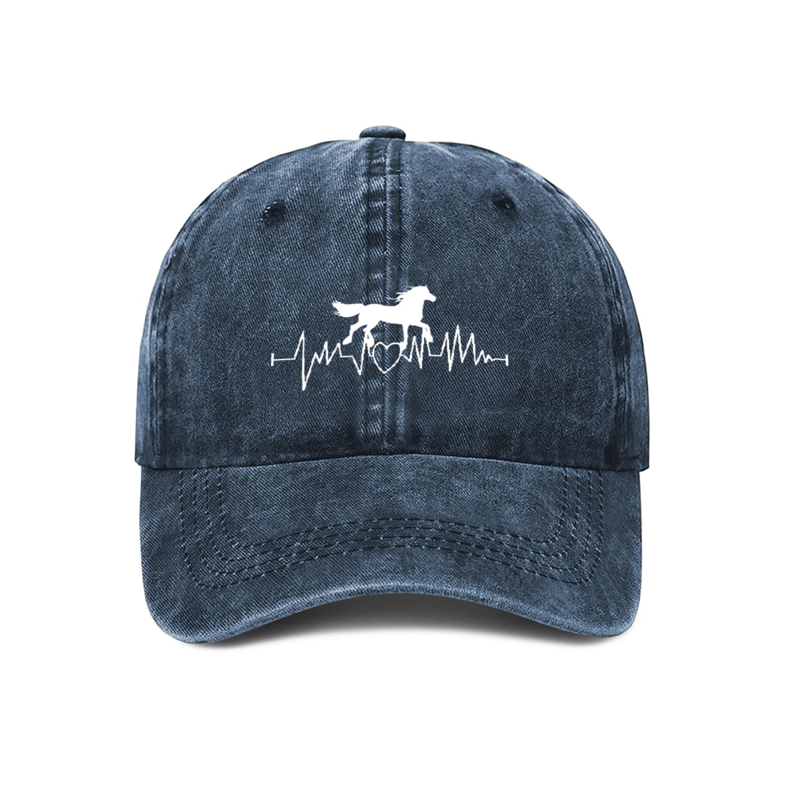 Horse Heartbeat hat for Women Men Vintage Hats Baseball Cap Adjustable Washed Cotton Cap