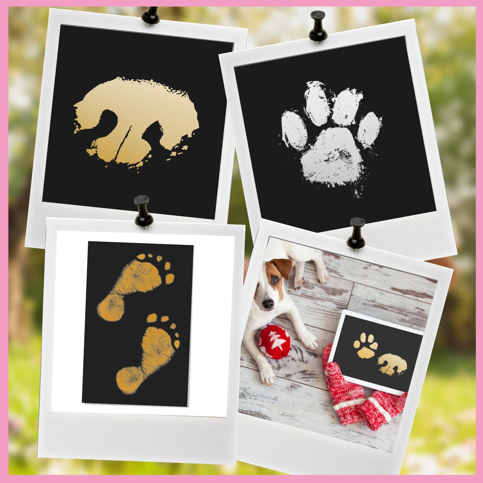 Huellas Bebé Recién Nacido Tinta, 8 Tarjetas de Impresión y 4 Plantillas, Kit de Huellas Bebé Pie y Manos Almohadillas de Tinta No se Mancha, Tinta para Huellas de Perro, Regalo de Bautizo o Recuerdo — view 6