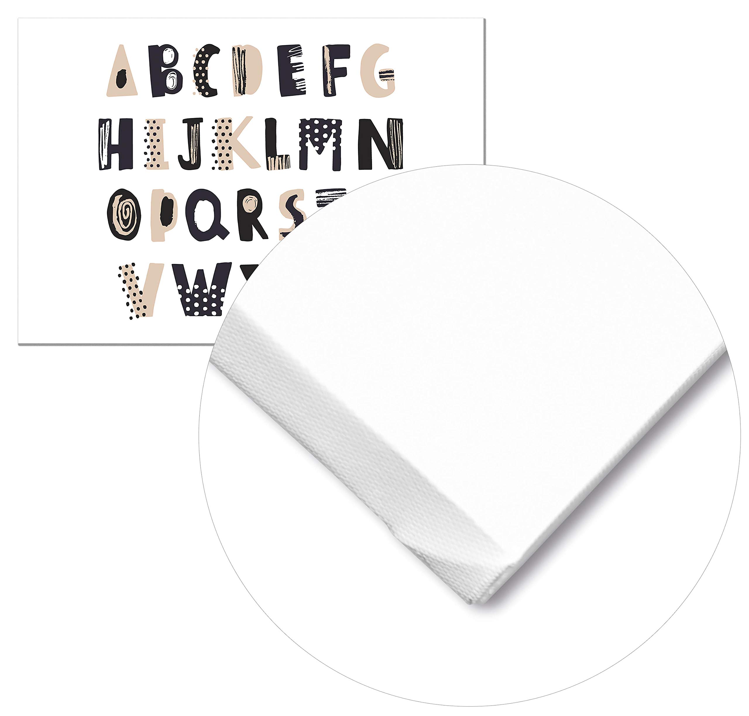 Panorama Tableau pour Chambre de bébé ou d’Enfant Alphabet 100x70cm - Impression sur Toile avec Châssis en Bois - Décoration Murale Chambre Enfant