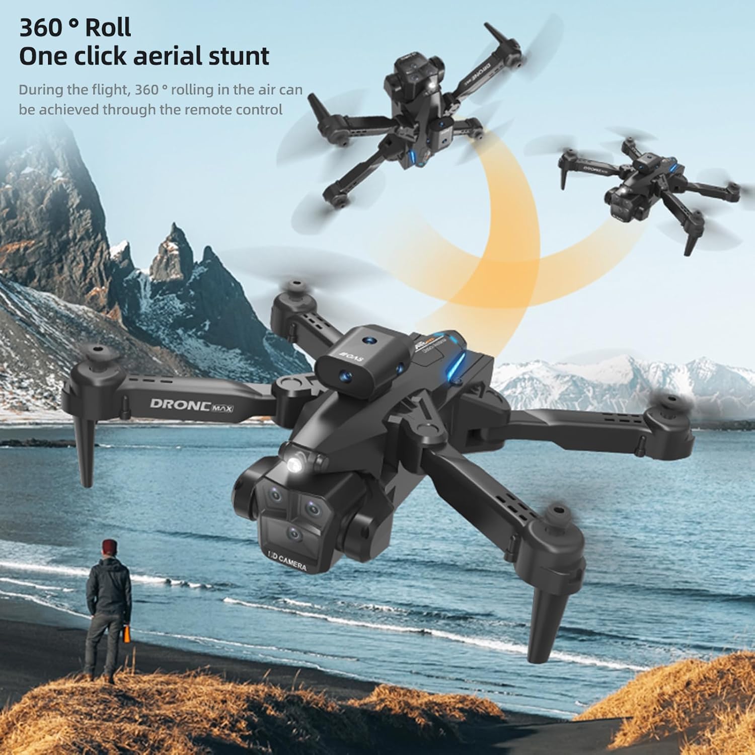 GoolRC drone performing a 360 degree roll stunt