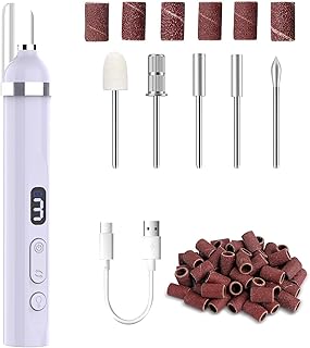 Acrylic Nail Kit, Portable Electric Nail File Set for Acrylic Gel Nails, Manicure Pedicure Tool Nail Drill Bits with Nail Drill Bits Sanding Bands (Purple)