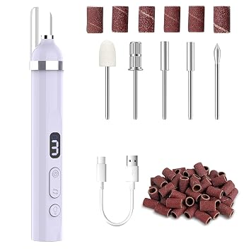 Acrylic Nail Kit, Portable Electric Nail File Set for Acrylic Gel Nails, Manicure Pedicure Tool Nail Drill Bits with Nail Drill Bits Sanding Bands,Top Choice for Valentines Day Gifts Purple