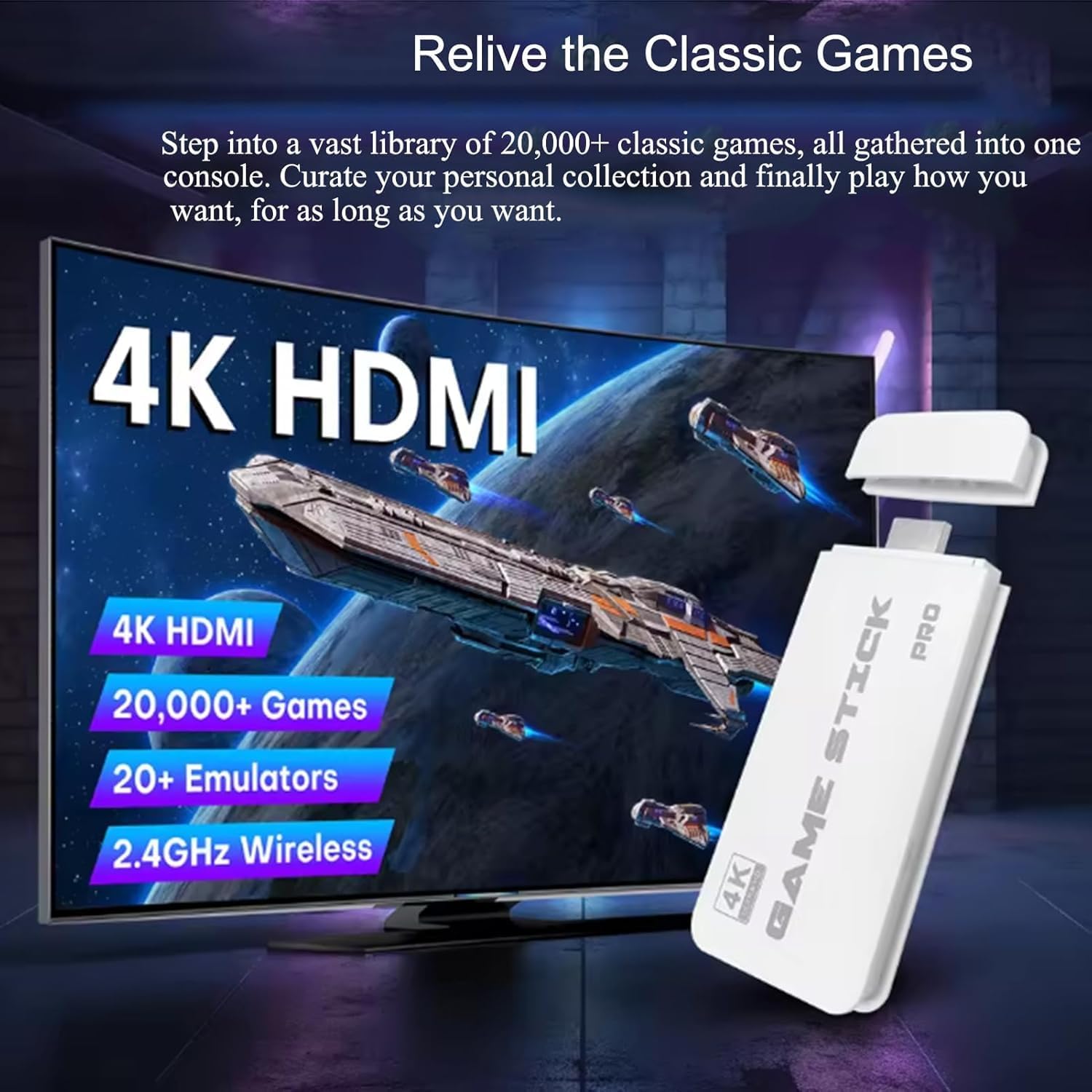 2026 Upgraded New TV Video Game Gaming System,Plug & Play Video TV Games 4K Ultra HD with 21,000+ Games Built-in,23 Emulators & Wireless 2 Controller for Kids(5-17 Years)(White) 2