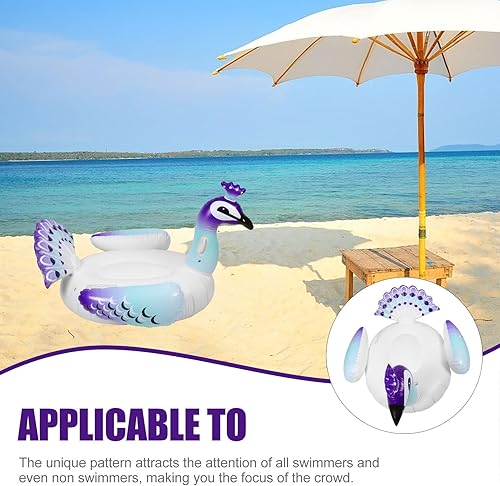 Miniatura 6 de VOSAREA - Flotador de piscina de pavo real flotante inflable para piscina, balsa de verano, playa, natación, tumbona, flotador para fiestas para
