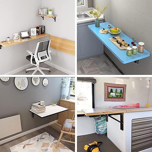 Miniatura 7 de YUMORE Soportes de estante plegables de 16 pulgadas, soporte de estante plegable resistente, soporte en L negro de bricolaje para bisagra de mesa