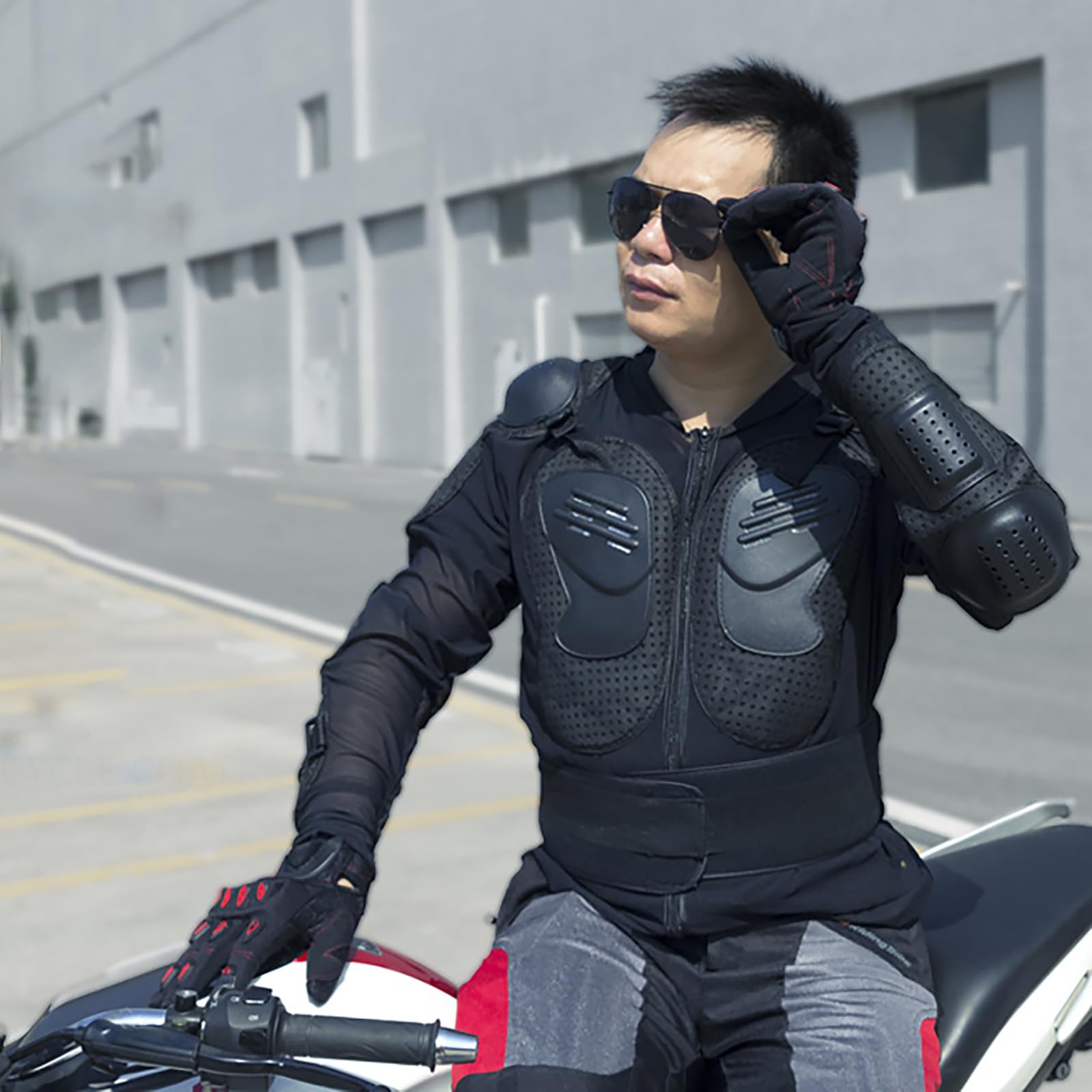 Chaqueta De Protección Integral Hombre para Motociclista, Protector De Pecho Y Espalda, Chaqueta Transpirable para Motocross, Moto De Cross Y ATV