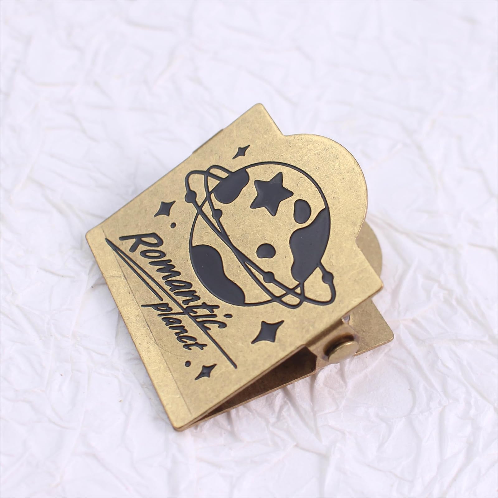 Dwpetzo Vintage Brass Book Clip for TN Travelers Notebook Accessories, Romantic Decorative Binder Clip for Bullet Journal Junk Journal Collage Page Holder Art Journaling