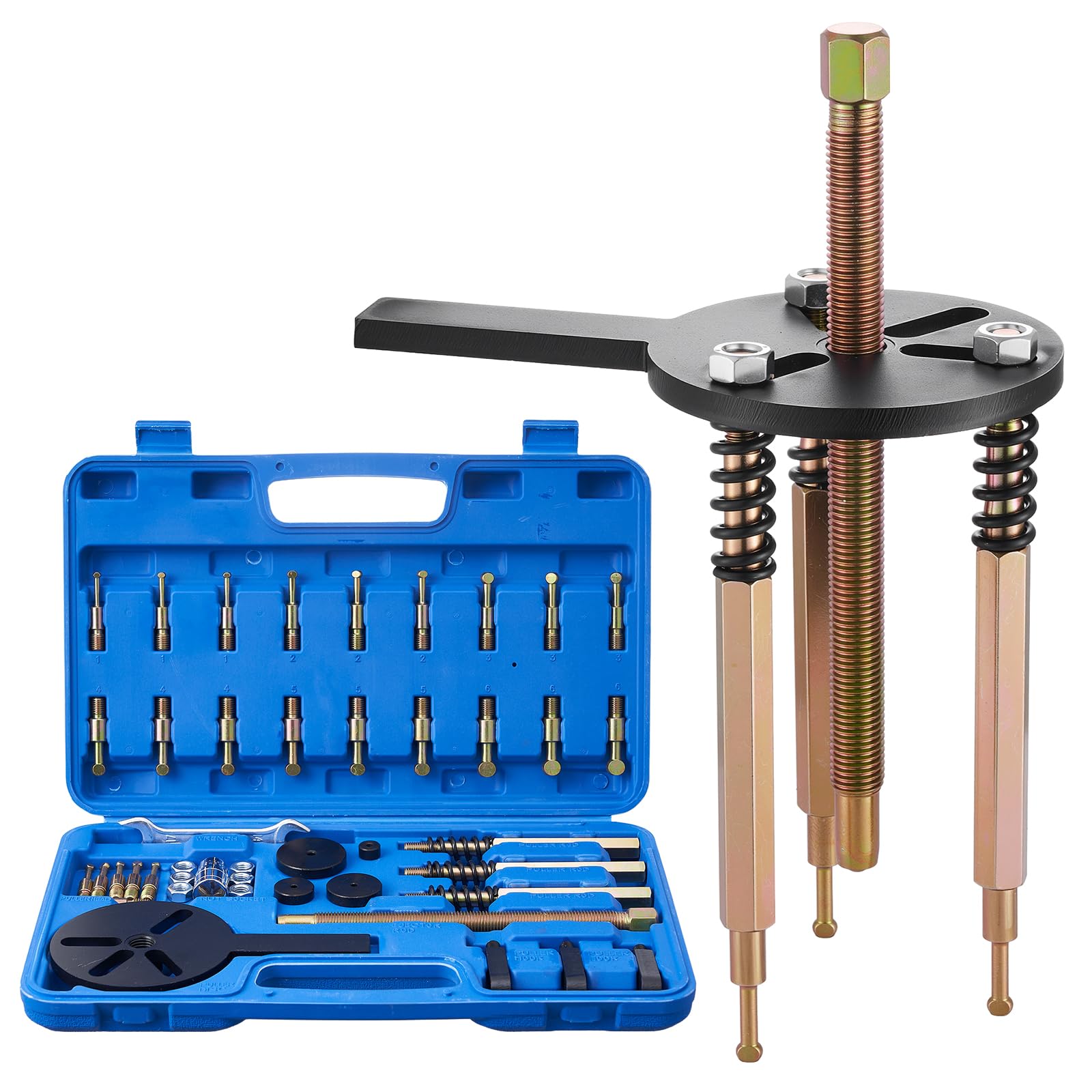 VEVOR 36 in 1 Multifunctional Bearing Puller Set for Internal and External Bearings, with Heavy Duty Portable Case and Spring and a 17mm Socket, 400 x 255 x 55 mm, Brown