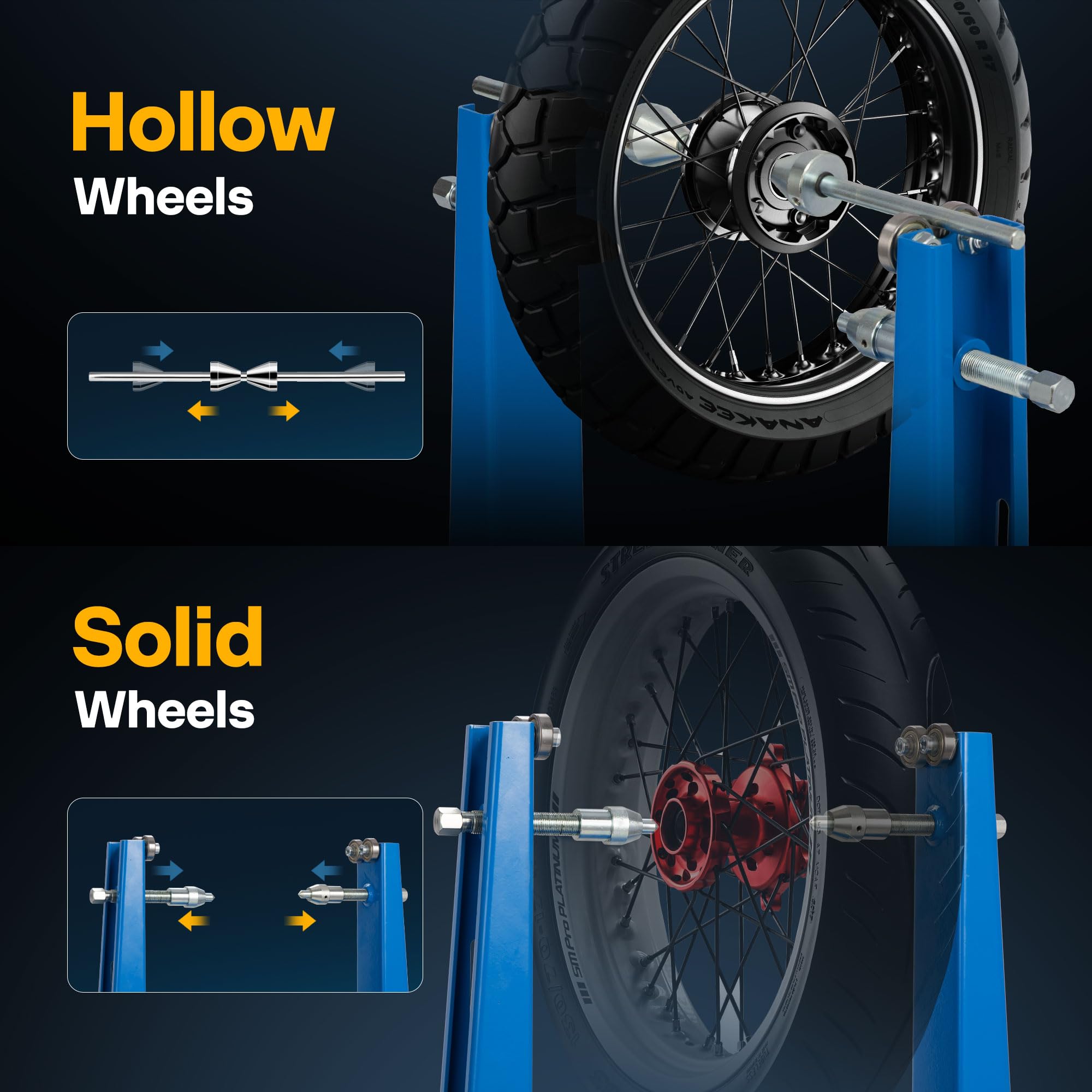 VIVOHOME Equilibrador de ruedas de motocicleta y soporte de trazado azul