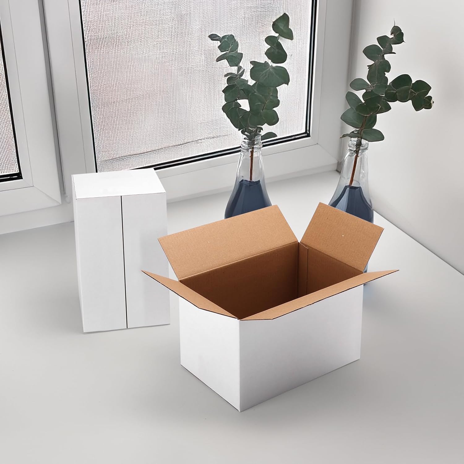 Hoikwo 8x5x5 Shipping Boxes Set of 25, White Corrugated Cardboard Box for Small Business for Packaging Mailing image 5