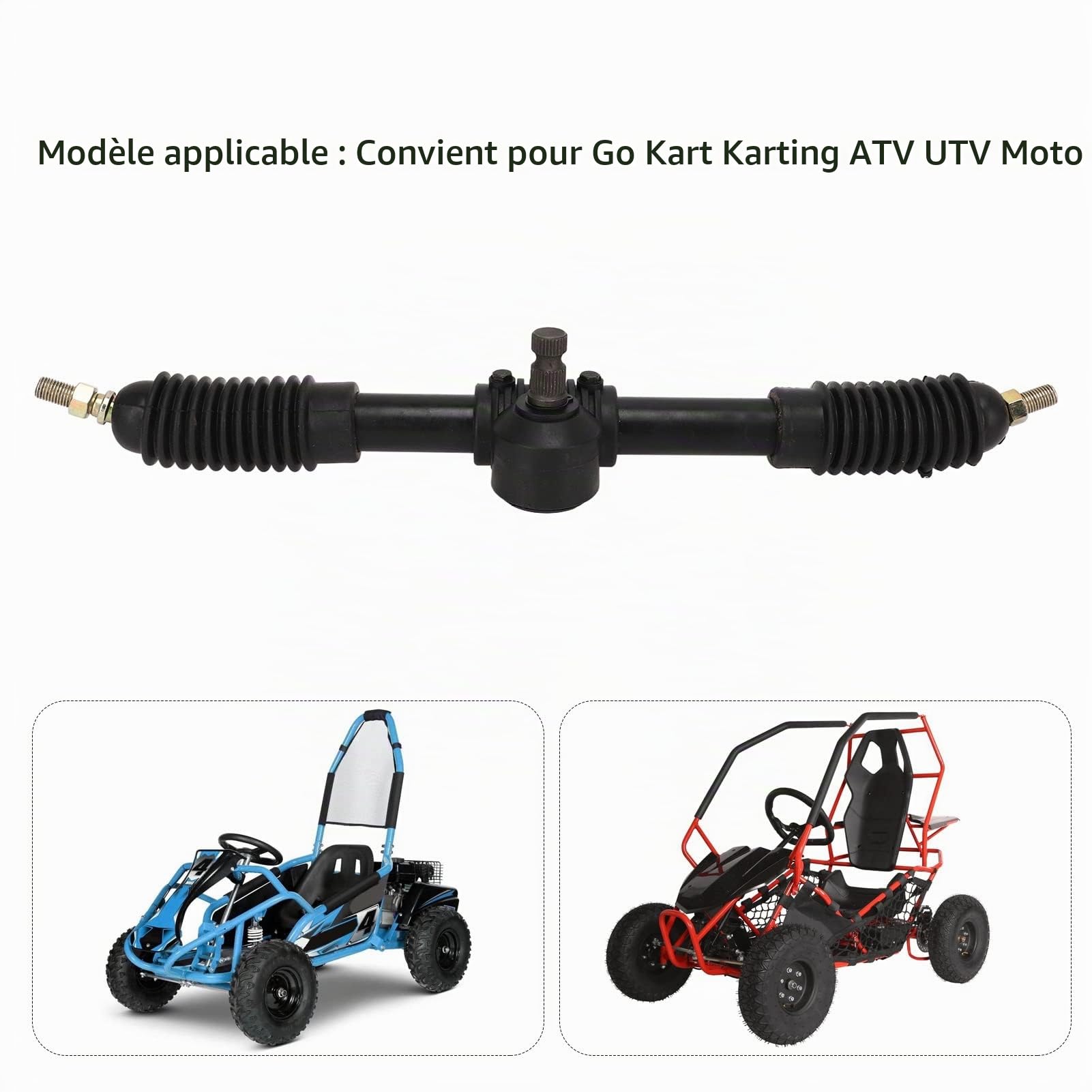 430mm 30T Arbre Crémaillère de Direction Assistée Arbre de Direction assistée en Alliage d'acier de Remplacement Poli pour Go Kart Karting ATV UTV Moto Karting kit de boîte de Vitesses