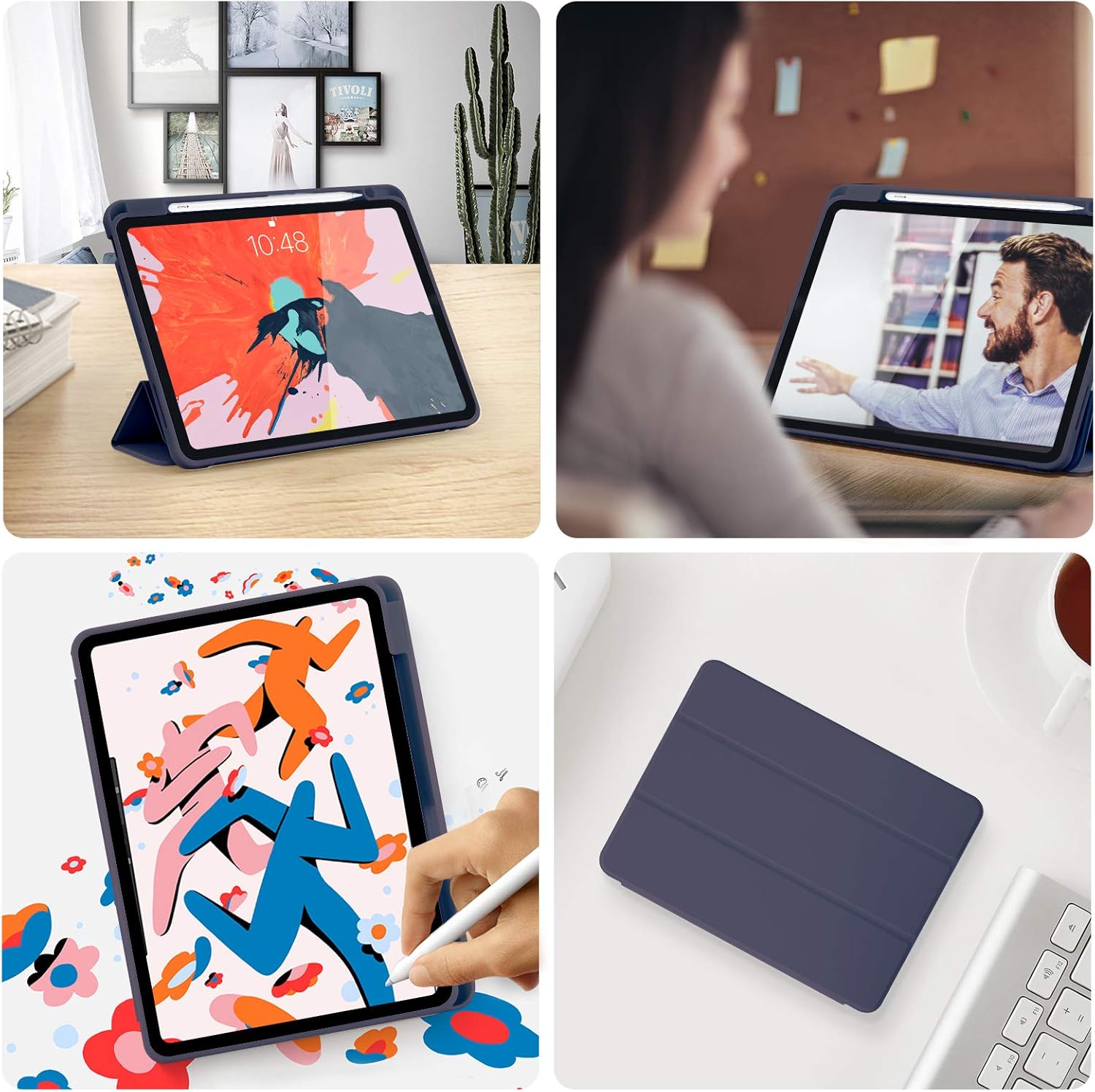 iPad Air 11 Pulgadas 2025 M3/2024 M2/Air 7 6 5 4 Generación (2025/2024/2022/2020)  10.9 Pulgadas con Soporte para Lápiz, [Soporte Carga de 2º Lápiz y Auto  Wake/Sleep] Funda Soporte Trifold Inteligente (Azul Oscuro)