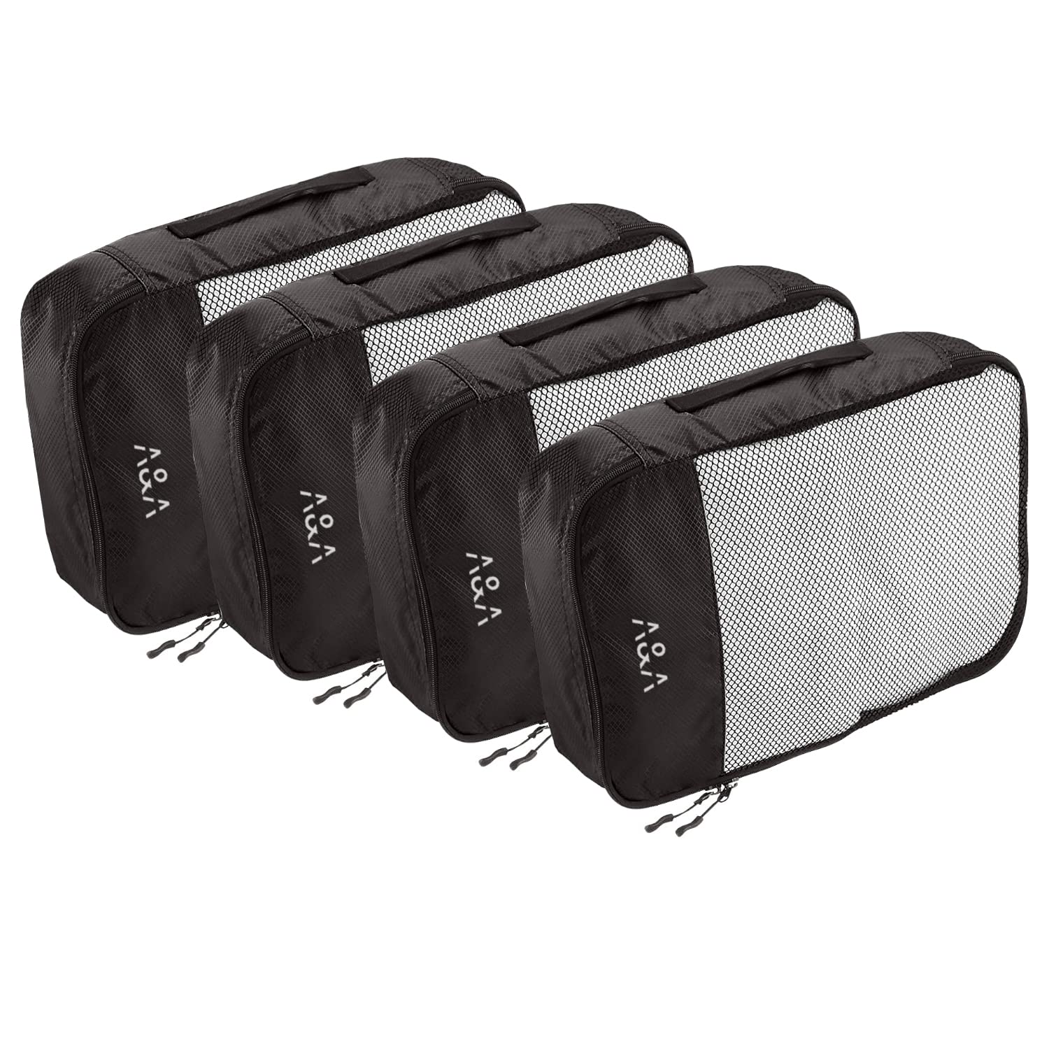 AARON INC Packing Cubes/Travel Pouch/Bagpack Suitcase Organiser Set of 4 - Medium Size - Black Polyester-image-16