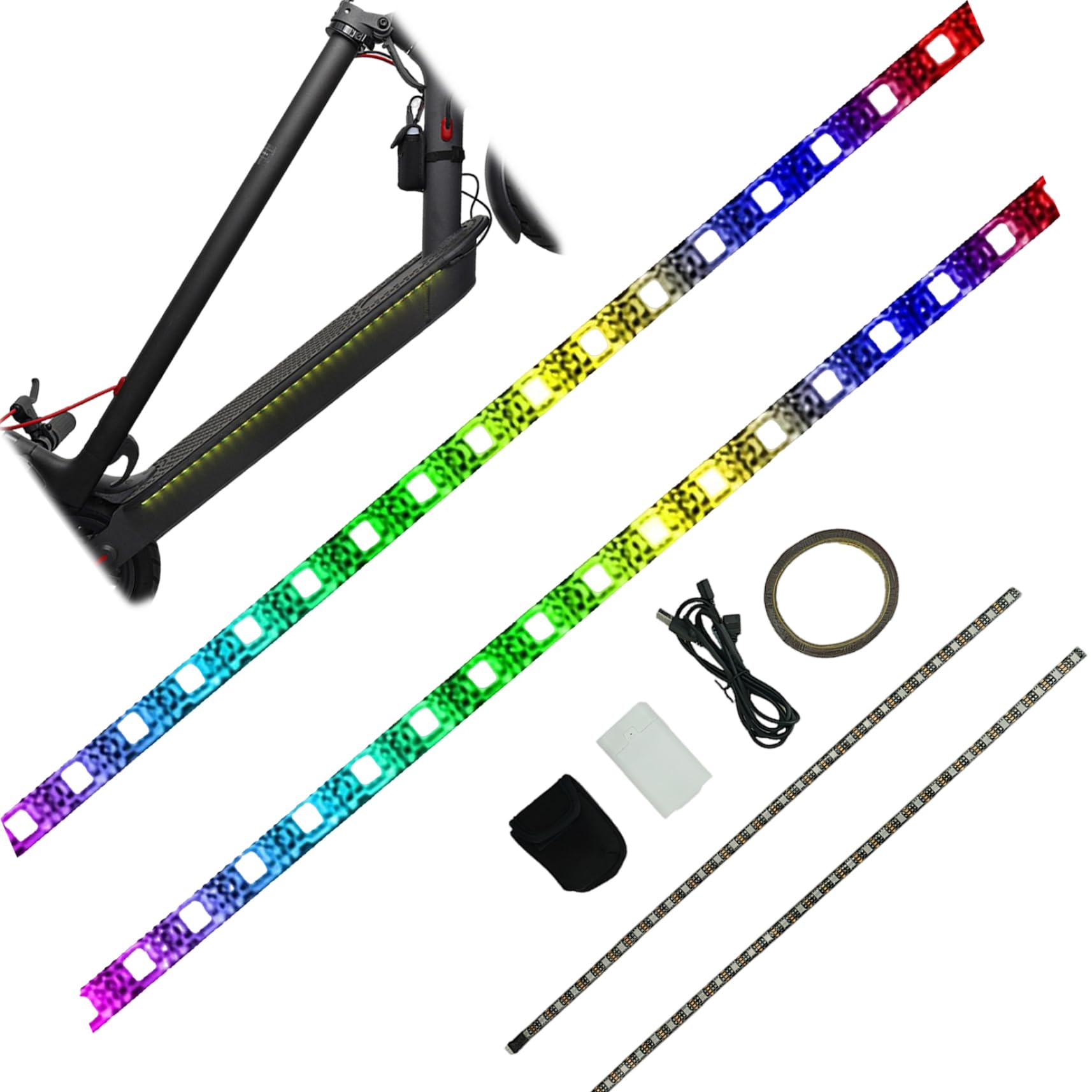 Kalastussaari Electric Scooter Strip Light,Scooter Lights for Night Riding,Colour Changing Waterproof Scooter Lights, Foldable Decorative Skateboard Lights for Scooter /50cm
