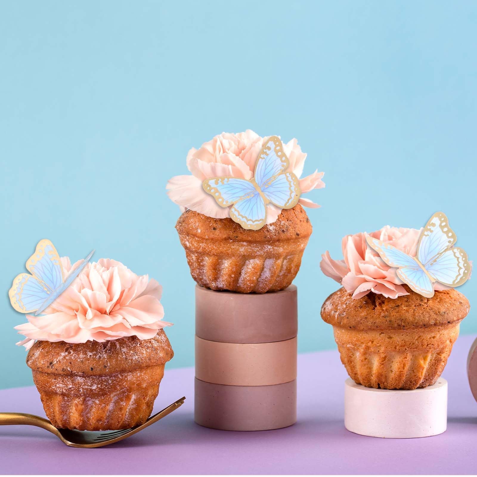 30 Decorazioni Per Torta A Farfalla Colorate Con Bordi Dorati – Per Torte, Cupcake, Dessert (non Commestibili) - 3