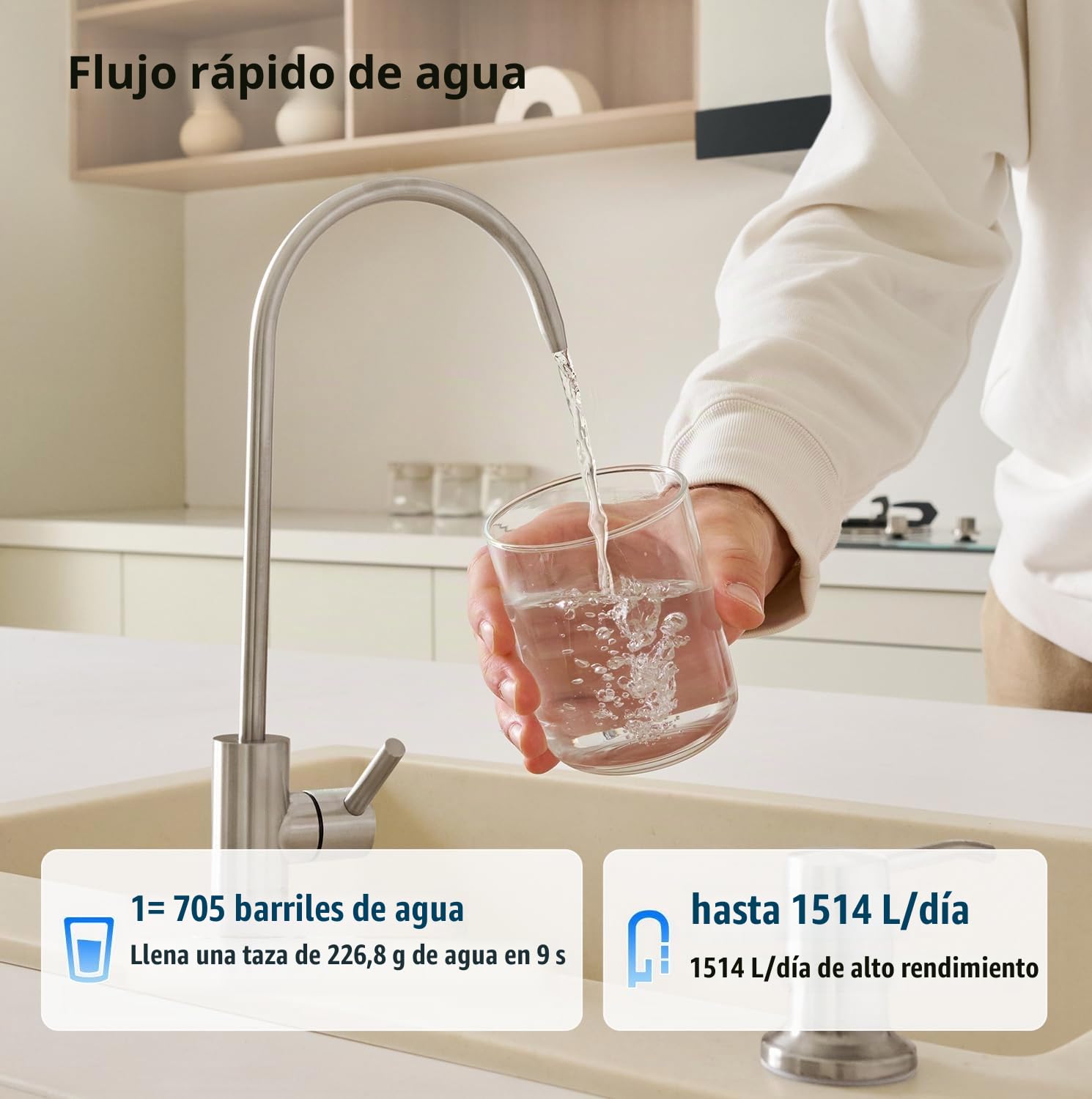 TOKIT Filtro De Agua De Ósmosis Inversa, RO Sistema De Filtración Mineral Bajo Fregadero, Calentador De Agua Instantáneo De 400 GPD, NSF/ANSI 58, 2:1 de Pureza al Drenaje, TDS (U1)