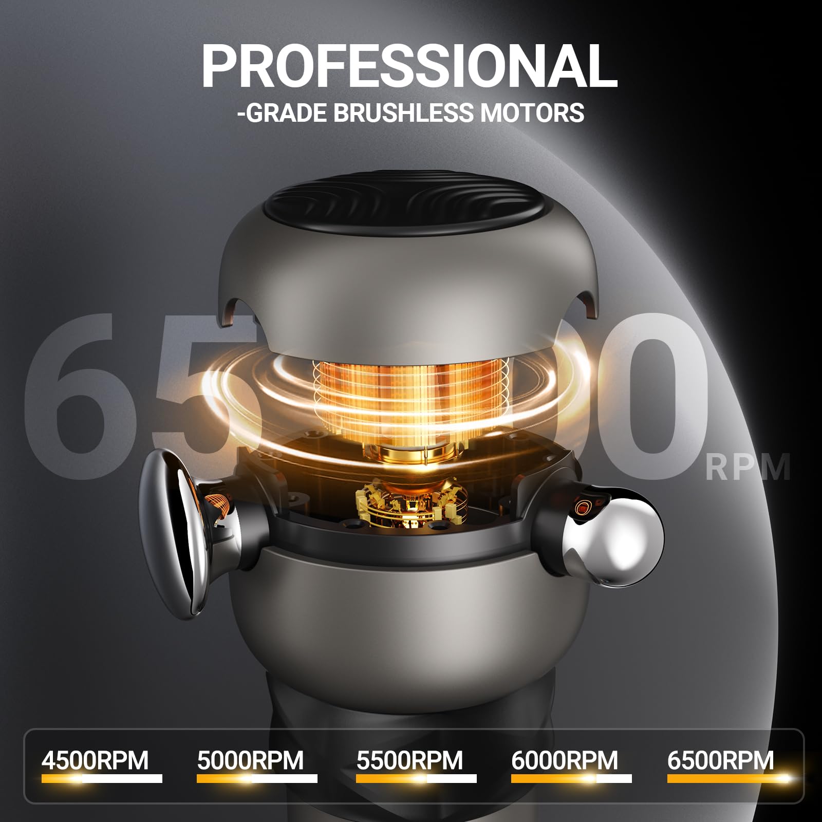 Lite Deep Tissue Massagegerät mit 5 Aufsätzen - 6500 RPM High-Speed Rückenmassagegerät für Schmerzlinderung, Triggerpunkte & Muskelsteifheit - Kompaktes Muskelmassagegerät