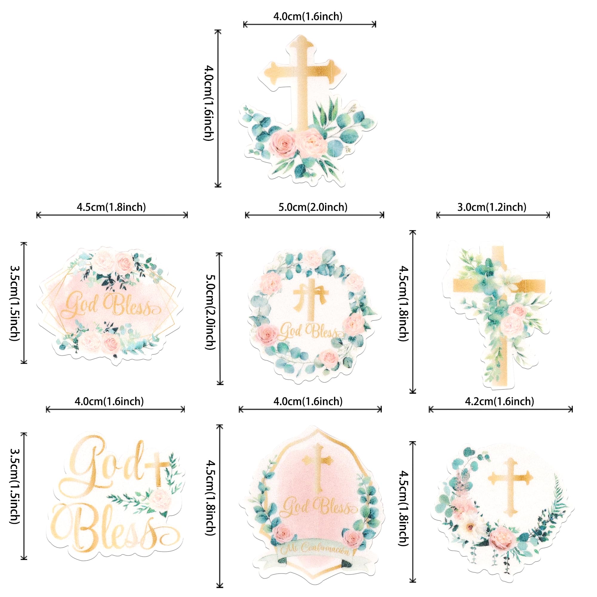 Xsstarmi 60 Pack Edible God Bless Cupcake Toppers Cross Pink Wreath Cupcake Picks for Christian Baptism Baby Shower Girls First Communion Party Cake Decorations - Image 2