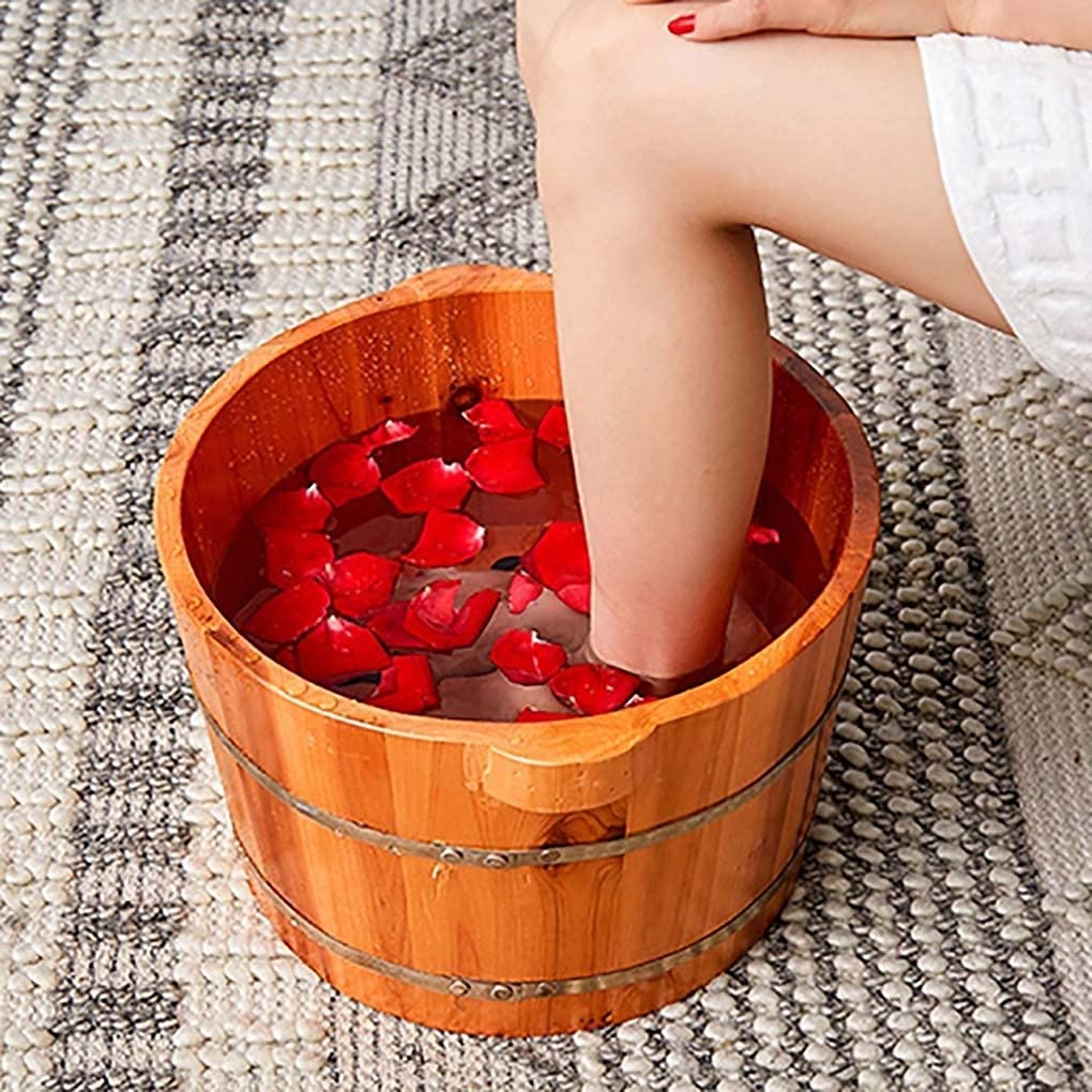Vaschetta per pediluvio, Vaschetta per pediluvio in Legno, Secchio per Vasca per pediluvio, Massaggio, Spa, Sauna, Ammollo, Pediluvio Secchio in Legno Spa per pediluvi Lavabo per Uso Domestico