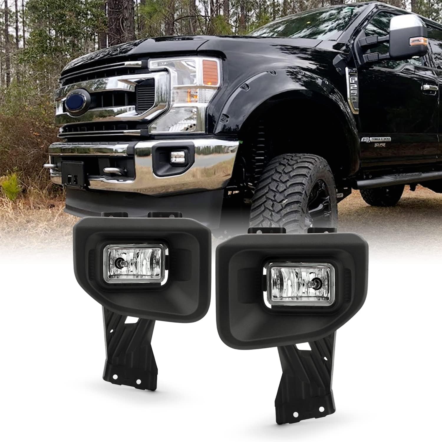 AKKON - Fits 2020-2022 Ford F250 F350 SuperDuty Halogen Fog Lights Driving Lamp Pair w/Wiring Harness Switch Accessories